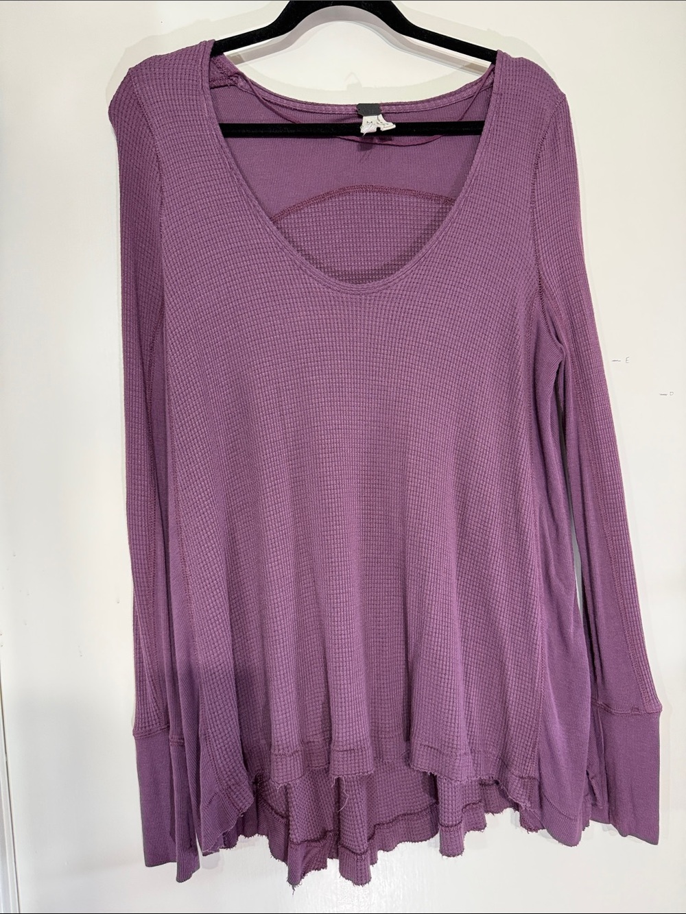 We The Free Mauve Waffle-Knit Long Sleeve Scoop Top